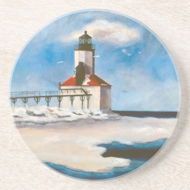 Dessous de verre de lumière de ville du Michigan (Devant)