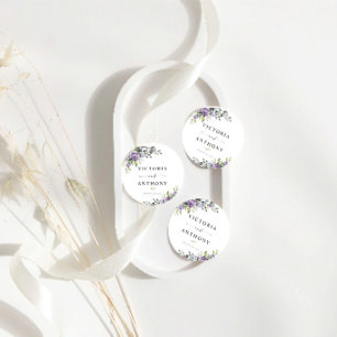 Dessous de verre de mariage rond Fleurs violettes