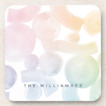 Dessous de verre de Motif d'aquarelle avec nom