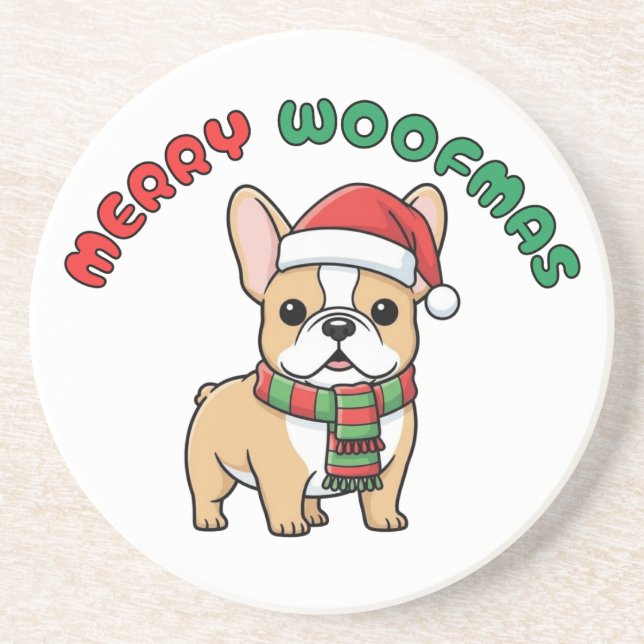 Dessous de verre de Noël de Bulldog Français : Joy (Devant)