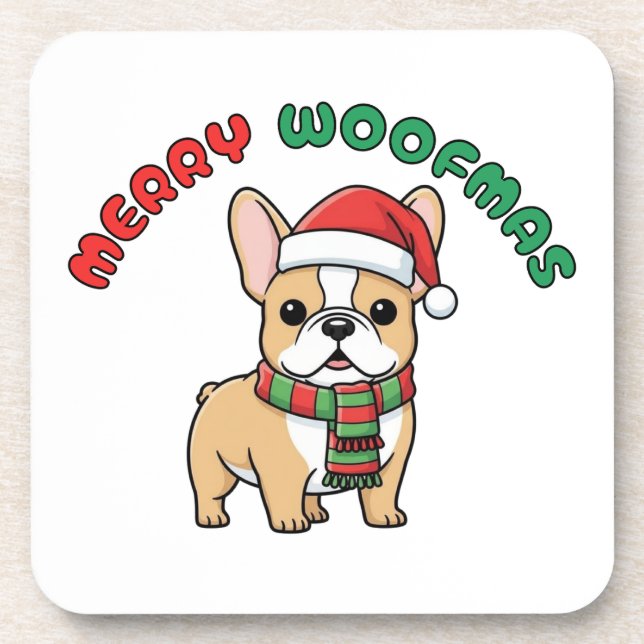 Dessous de verre de Noël de Bulldog Français : Joy (Devant)
