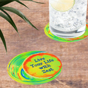 Dessous de verre de papier rond à tranche orange p