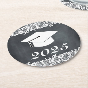 Dessous de verre de papier rond Casquette de gradu