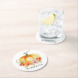 Dessous de verre de papier rond Citrouille floral