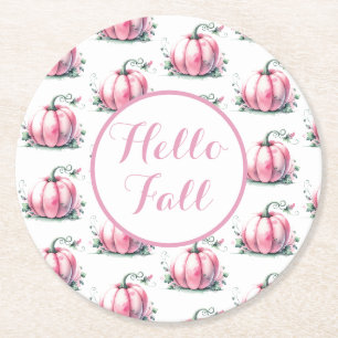 Dessous de verre de papier rond Citrouille rose au