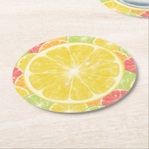 Dessous de verre de papier rond de tranches d'agru