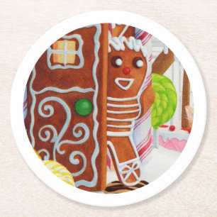 Dessous de verre de papier rond GINGERBREAD MAN