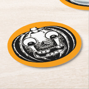 Dessous de verre de papier rond Jack-o-lanterne ef