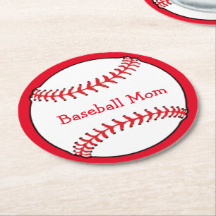 Dessous de verre de papier rond maman de baseball