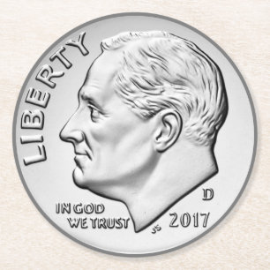 Dessous de verre de papier rond Roosevelt Dime