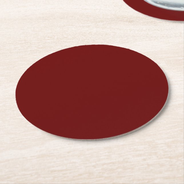 Dessous de verre de papier rond rouge sang (Incliné)