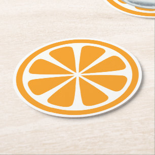 Dessous de verre de papier rond tranche orange