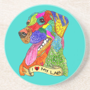 Dessous de verre de patte de chien dans le bleu