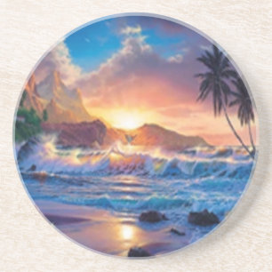 Dessous de verre de plage de coucher du soleil