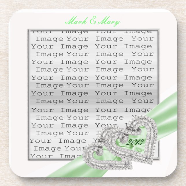 Dessous de verre de ruban de chaux Coeurs Personna (Devant)