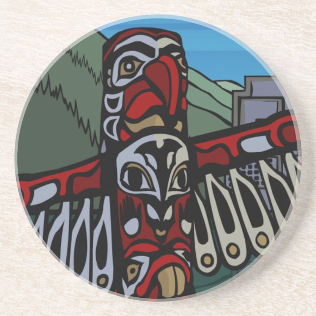 Dessous de verre de souvenirs de Vancouver Totem P (Devant)