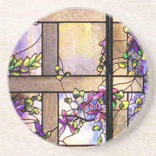Dessous de verre de trellis de clématite en verre