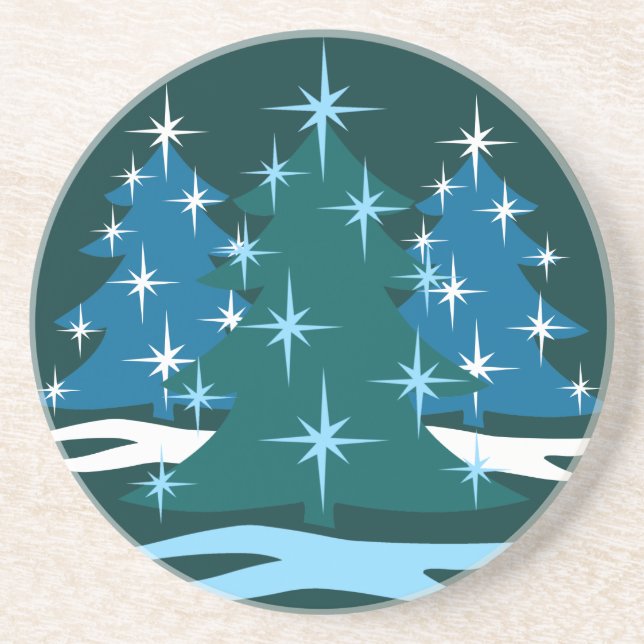 Dessous de verre de vacances Blue Festive Noël Cad (Devant)