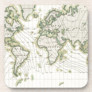 Dessous-de-verre Déclinaison magnétique du monde