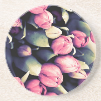 Dessous de verre décoratifs ronds de tulipes roses