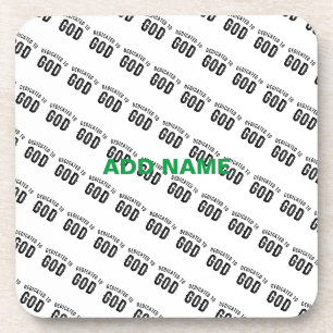 DESSOUS-DE-VERRE DÉDIÉ À DIEU COOL PERSONNALISABLE NOIR TEXTE