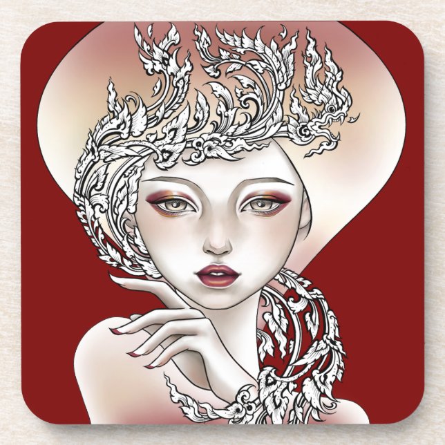 Dessous de verre Déesse du feu rouge (Devant)