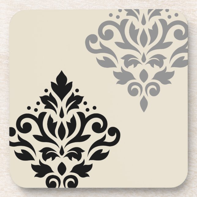Dessous-de-verre Défiler Damask Art I Black Grey Crème (Devant)
