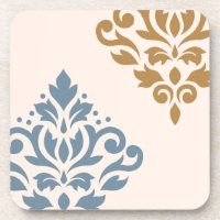 Défiler Damask Art I Blue Gold Cream
