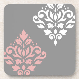 Dessous-de-verre Défiler Damask Art I rose blanc gris