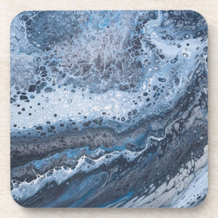 Dessous-de-verre Dérive océanique bleu et gris abstrait