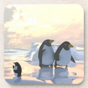Dessous-de-verre des pingouins qui refroidissent sur une banquise