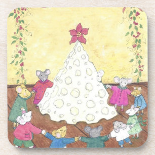 Dessous-de-verre Des souris autour d'un arbre de Noël au fromage