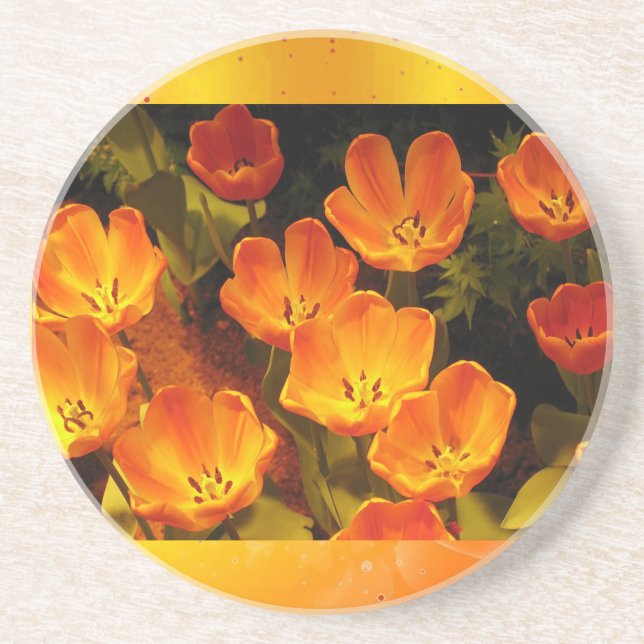 Dessous de verre des tulipes orange (Devant)