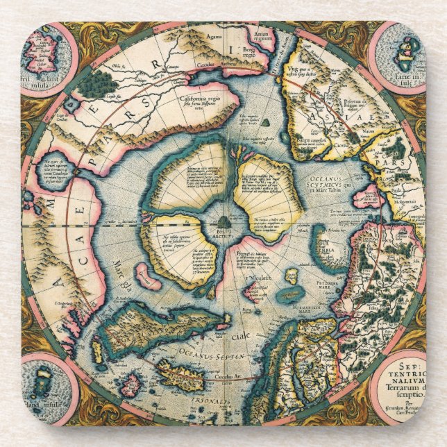 Dessous-de-verre Descriptio de terrarum de Septentrionalium, carte (Devant)
