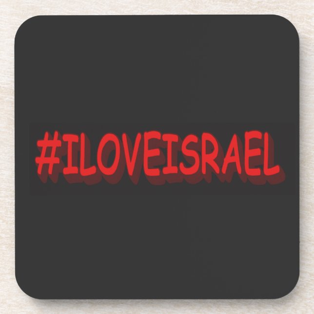 Dessous-de-verre Design d'expression mignon "#ILOVEISRAE". Commande (Devant)