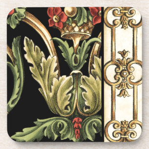 Dessous-de-verre Design floral ornemental aux frontières noires