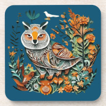 Design unique fleuri de chouette vintage