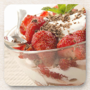 Dessous-de-verre Dessert de fraise avec du yaourt frais