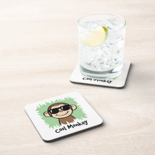 Dessous-de-verre Dessin animé clip art singe cool avec des lunettes