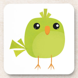 Dessous-de-verre Dessin animé d'oiseau vert