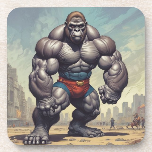 Dessous-de-verre Dessin d'art pop de Gorilla Bodybuilder (Devant)