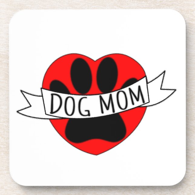 Dessous-de-verre Dessin De Chien Maman Paw Et Red Heart (Devant)