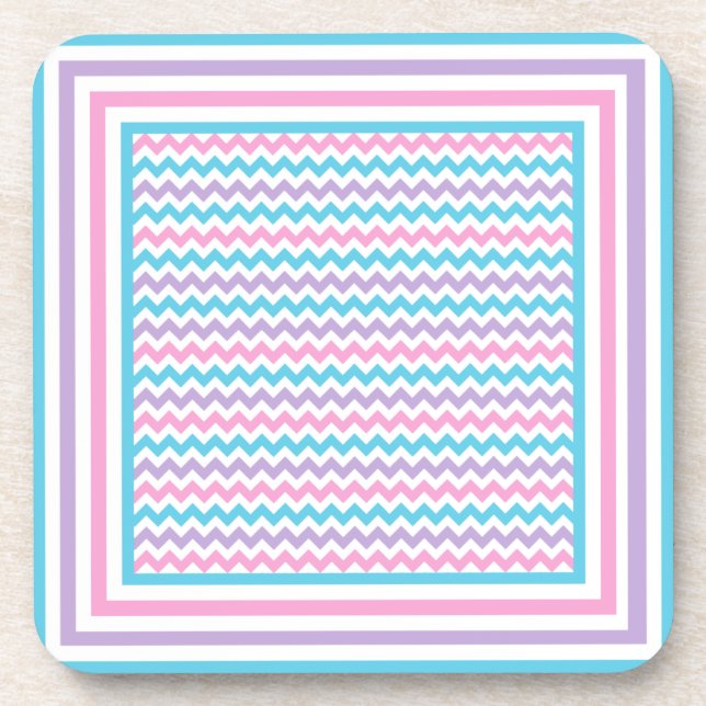 Dessous-de-verre Dessous de verre, Rose, Mauve, Chevrons Turquoise (Devant)