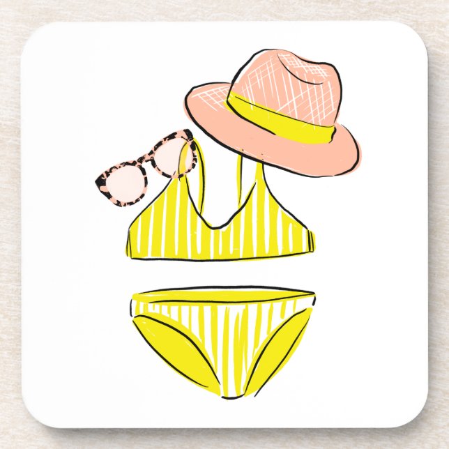 Dessous-de-verre Détendez-vous au soleil - maillot de bain jaune (Devant)
