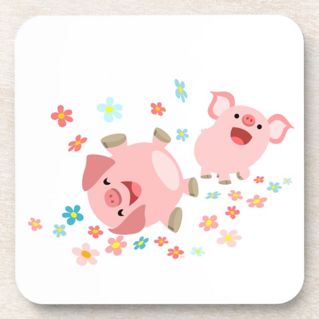 Dessous-de-verre Deux mignons cochons de caricature dans les Dessou (Devant)