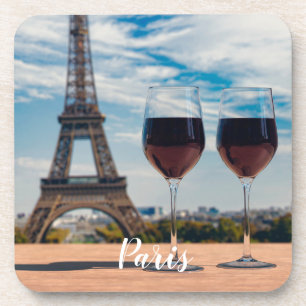 Dessous-de-verre Deux verres de vin avec la tour Eiffel