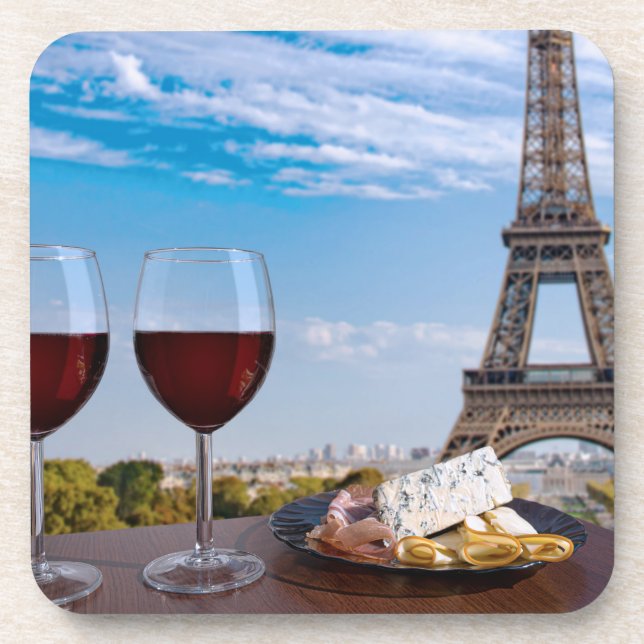 Dessous-de-verre Deux verres de vin en café à Paris (Devant)