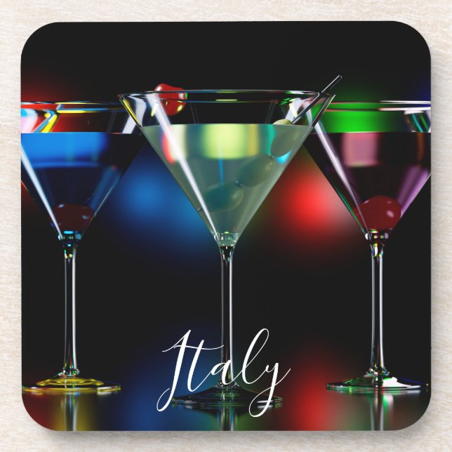 Dessous-de-verre Différents cocktails dans des lunettes à martini é (Devant)
