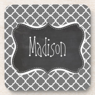 Dessous-de-verre Dim Grey Quatrefoil ; aspect tableau de bord