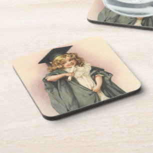 Dessous-de-verre Diplômée Vintage, Fille portant une casquette et u